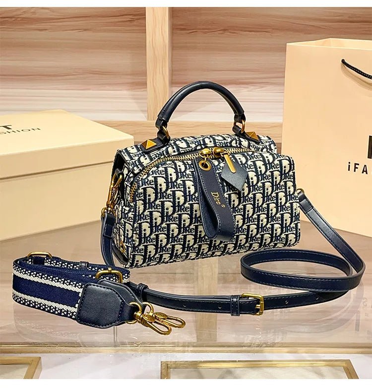 Vintage Diaper Bag For Women: Simple Luxury Leather Handbag, High-End Casual Messenger With Paris Designer Logo Design - Tara's Tiny Treasures