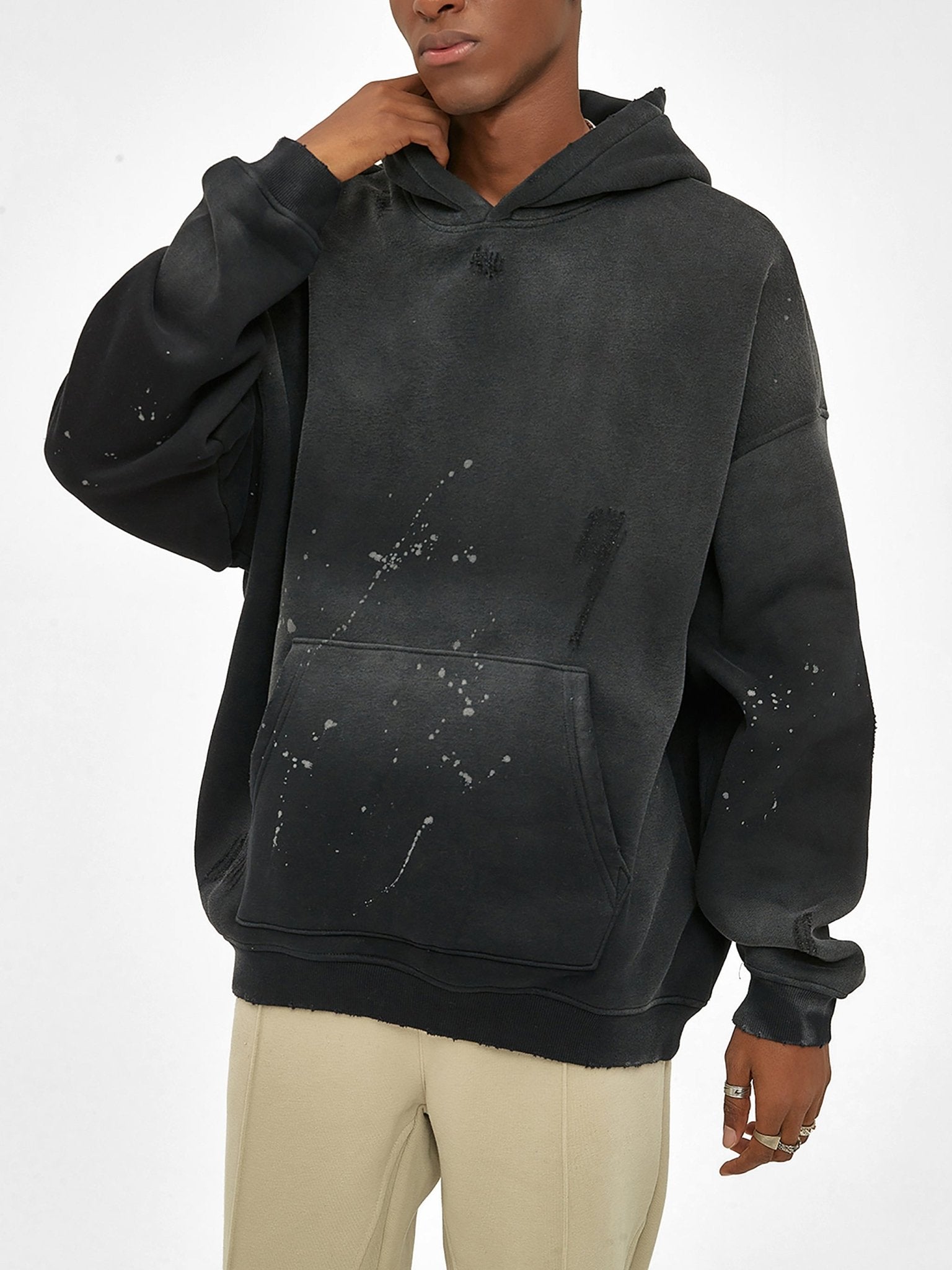 Vintage Washed Frayed Fleece Hoodie - Tara's Tiny Treasures
