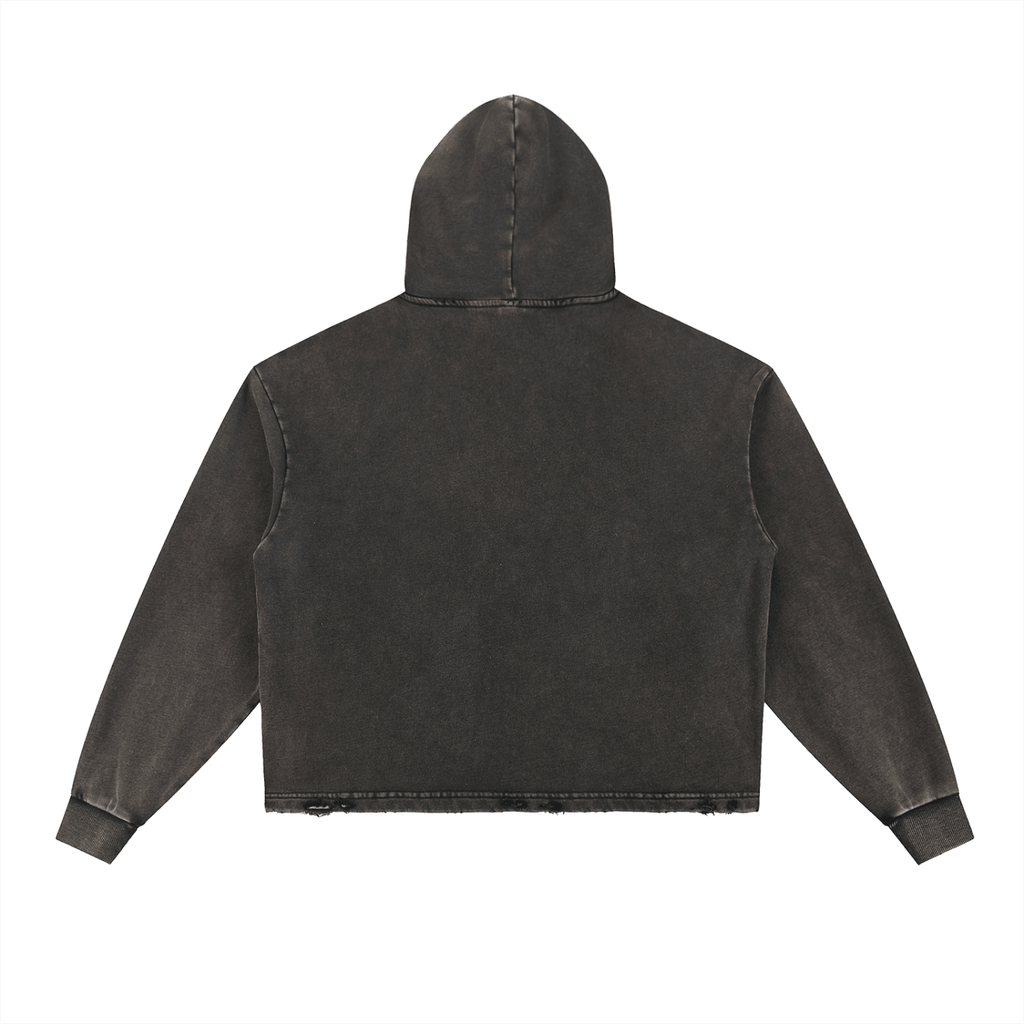Vintage Washed Frayed-Hem Hoodie - Tara's Tiny Treasures