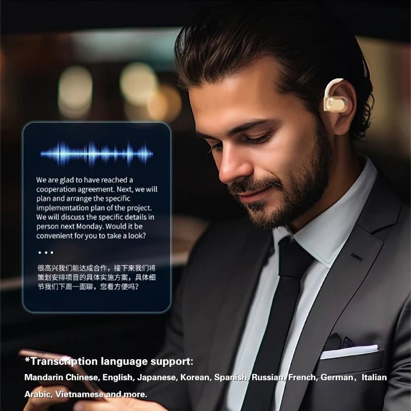 Wireless Bluetooth AI Real-time Language Translation Earphones 144 Languages Ear Hanging Headphone Translator For Busine - Tara's Tiny Treasures