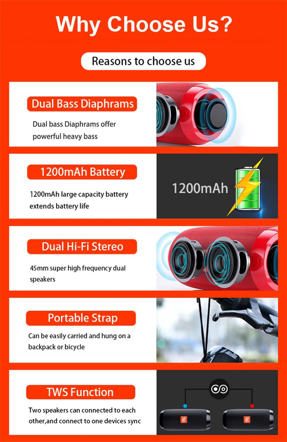 Wireless Portable Bluetooth Speaker Caixa De Som Blutooth Music Sound Box For Radio FM Subwoofer Blootooth Audio Hand Free Baffe - Tara's Tiny Treasures