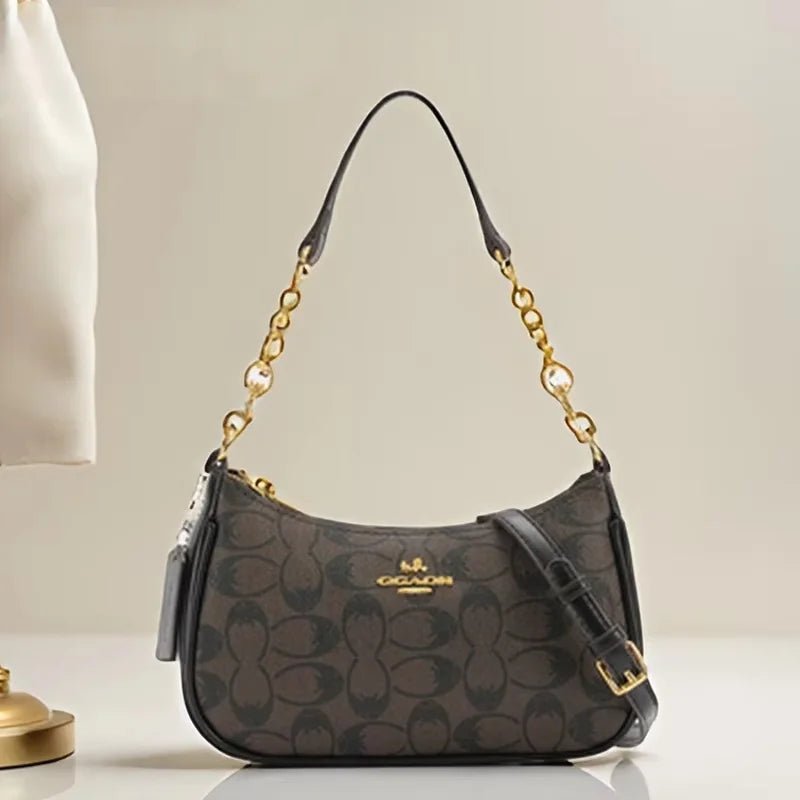 Women's Chain Bags Pvc Geometric Print Handbag Shoulder Crossbody Bag Women's Underarm Bag Suitable For Daily Outfit Matching - Tara's Tiny Treasures