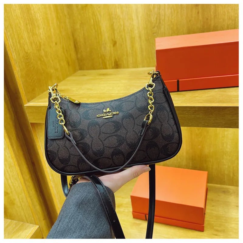 Women's Chain Bags Pvc Geometric Print Handbag Shoulder Crossbody Bag Women's Underarm Bag Suitable For Daily Outfit Matching - Tara's Tiny Treasures