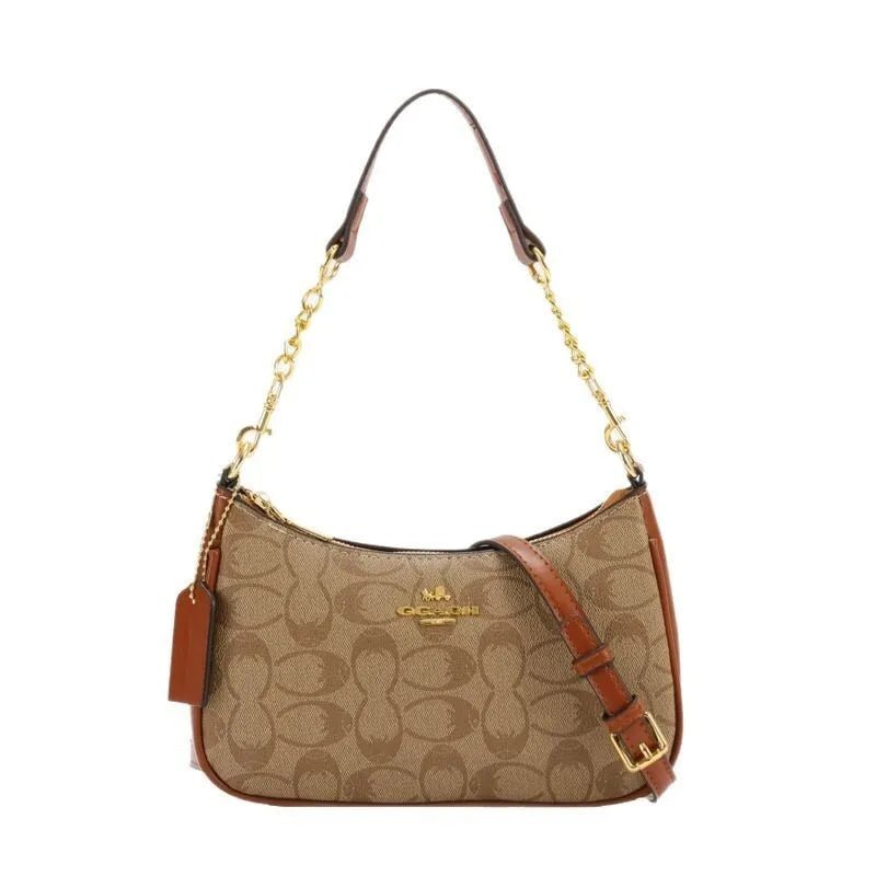 Women's Chain Bags Pvc Geometric Print Handbag Shoulder Crossbody Bag Women's Underarm Bag Suitable For Daily Outfit Matching - Tara's Tiny Treasures