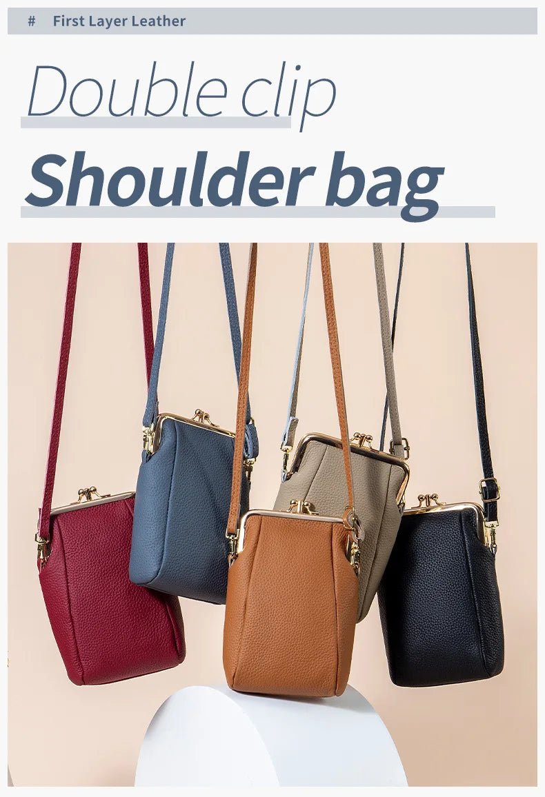 Women's Handbags High Quality Genuine Leather Shoulder Bags Large Capacity Hasp Crossbody Bags for Women Solid Flap Phone Purse - Tara's Tiny Treasures