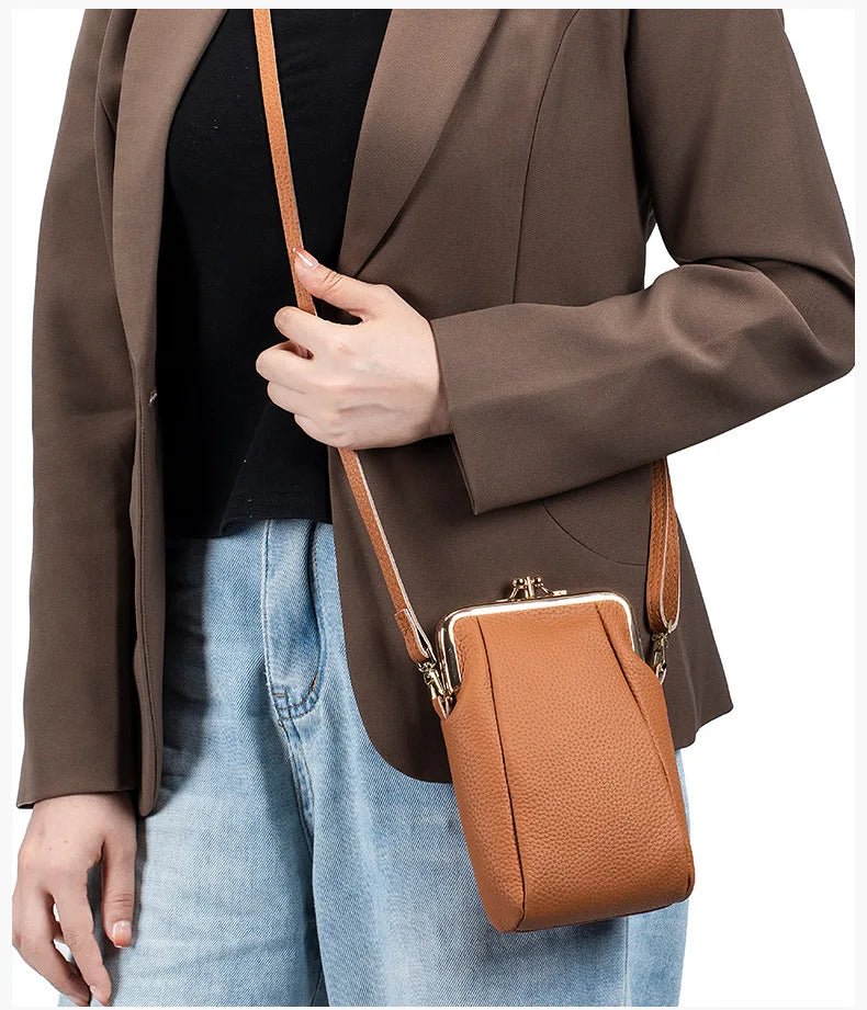 Women's Handbags High Quality Genuine Leather Shoulder Bags Large Capacity Hasp Crossbody Bags for Women Solid Flap Phone Purse - Tara's Tiny Treasures