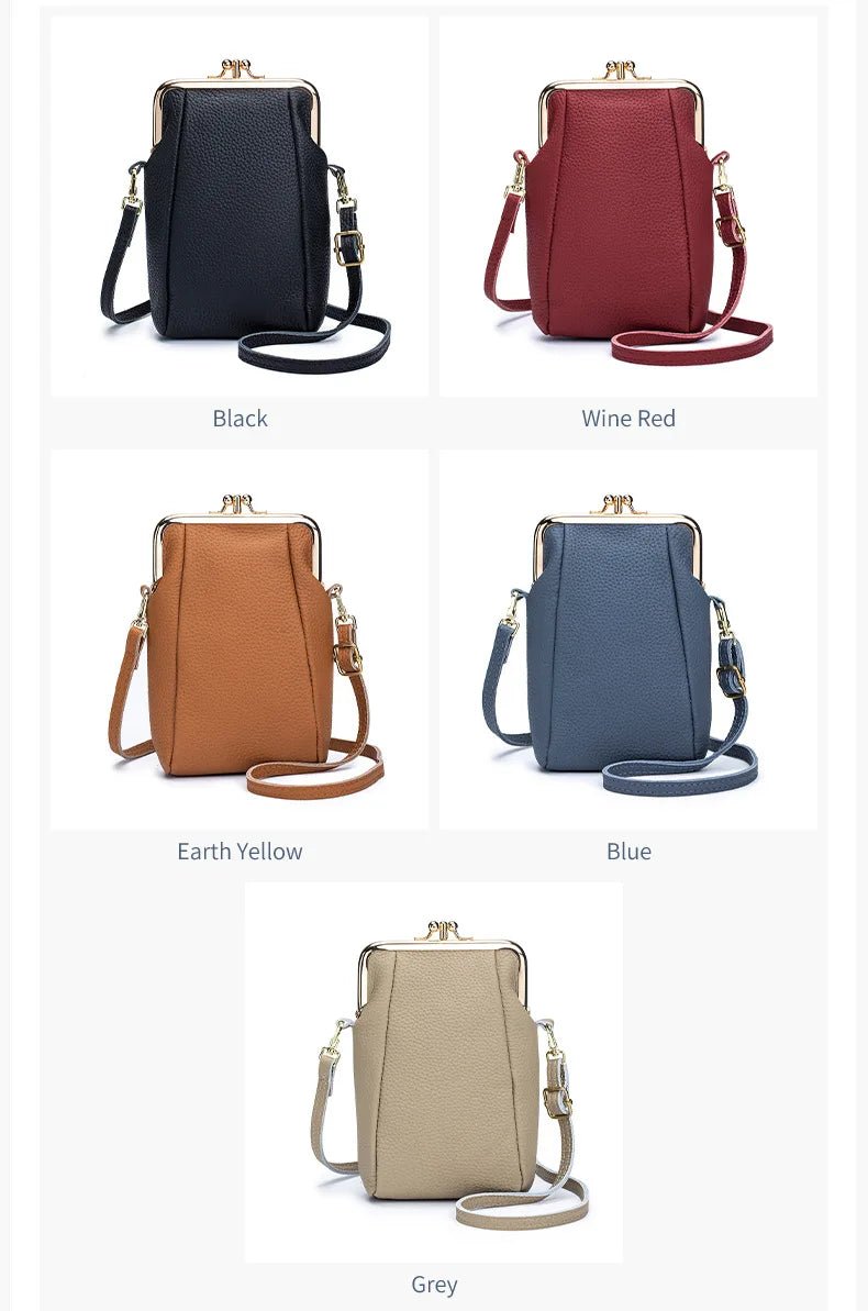 Women's Handbags High Quality Genuine Leather Shoulder Bags Large Capacity Hasp Crossbody Bags for Women Solid Flap Phone Purse - Tara's Tiny Treasures