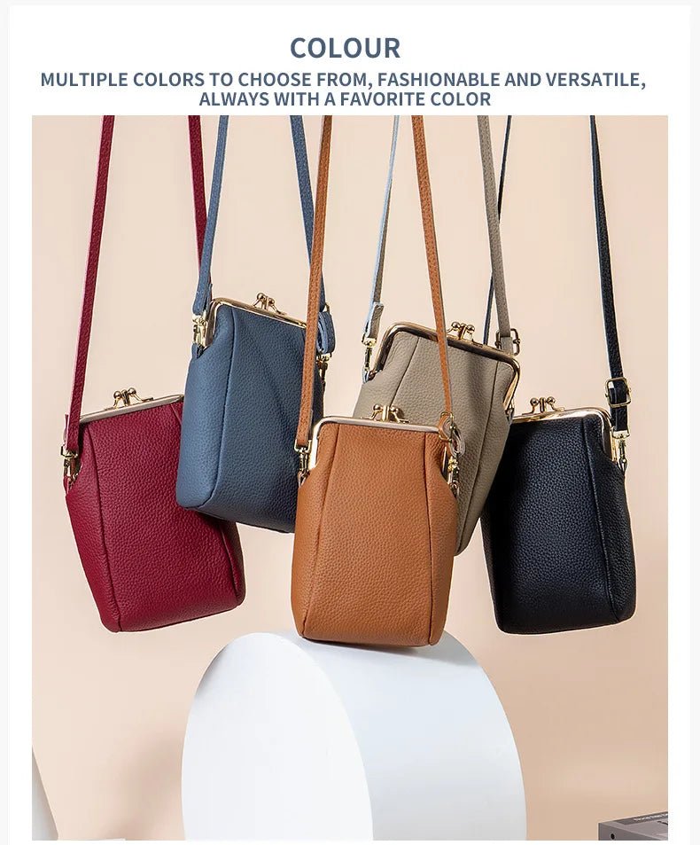 Women's Handbags High Quality Genuine Leather Shoulder Bags Large Capacity Hasp Crossbody Bags for Women Solid Flap Phone Purse - Tara's Tiny Treasures