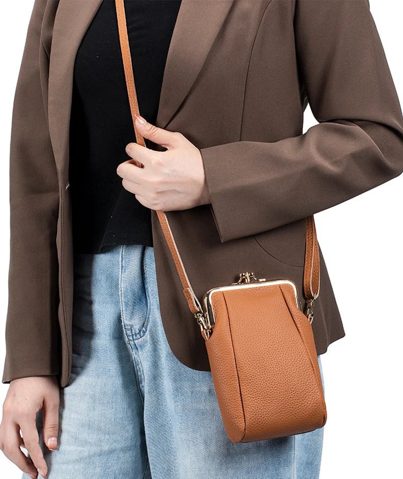 Women's Handbags High Quality Genuine Leather Shoulder Bags Large Capacity Hasp Crossbody Bags for Women Solid Flap Phone Purse - Tara's Tiny Treasures