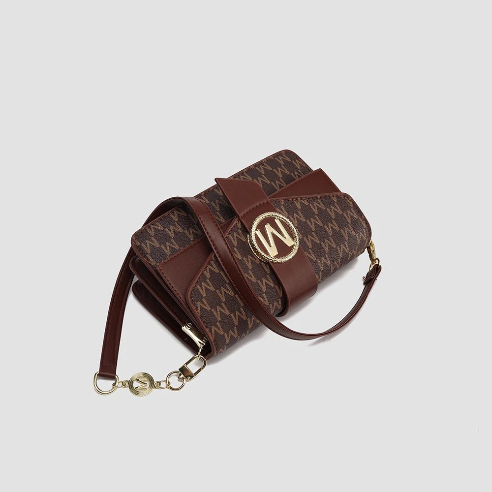 Women's retro printed shoulder bag fashion small square bag M letter pu messenger bag - Tara's Tiny Treasures