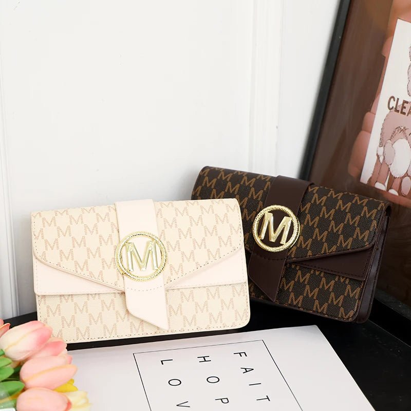 Women's retro shoulder bag, simple small square bag with printed lettering, stylish crossbody bag - Tara's Tiny Treasures