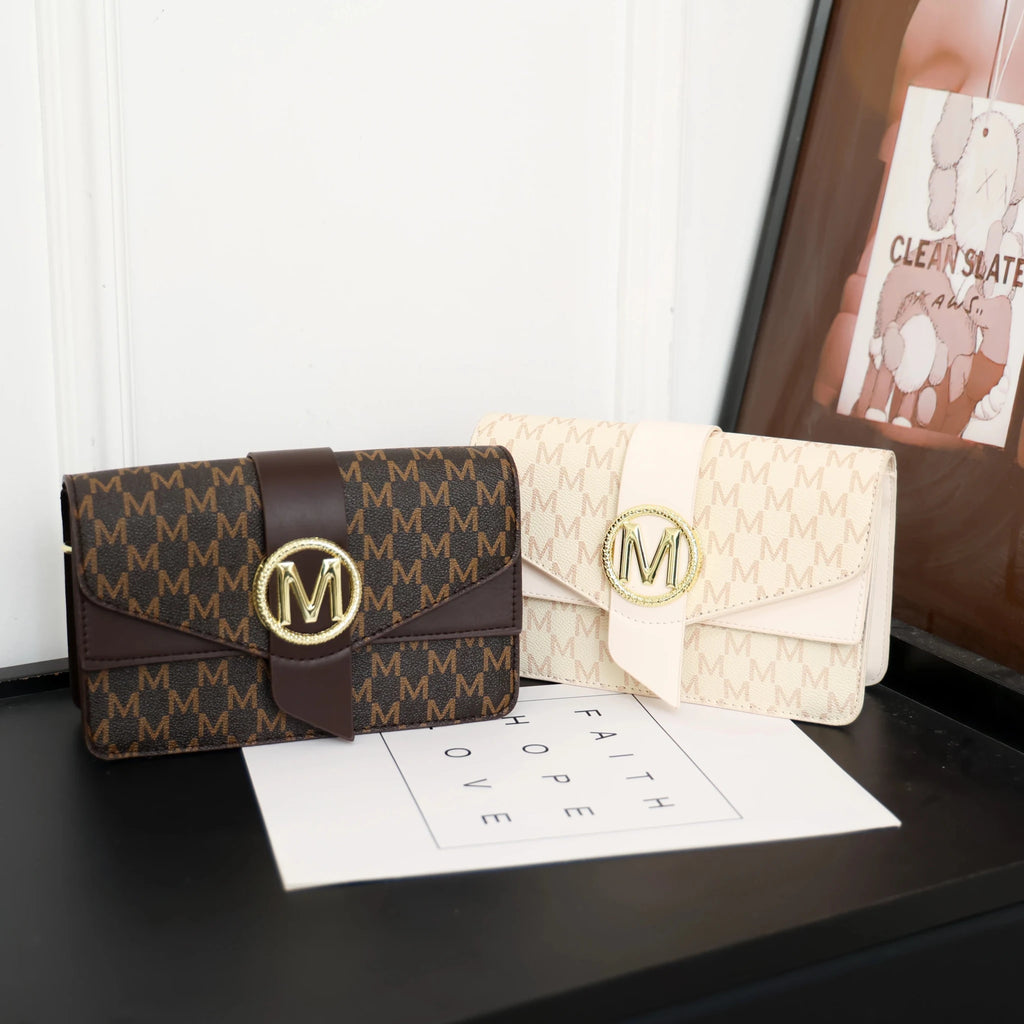 Women's retro shoulder bag, simple small square bag with printed lettering, stylish crossbody bag - Tara's Tiny Treasures