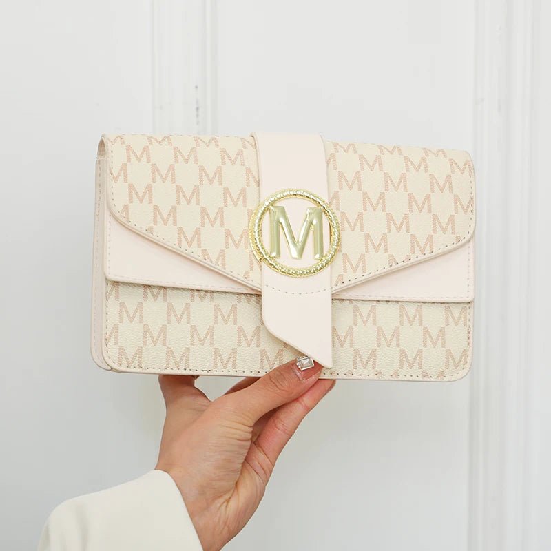 Women's retro shoulder bag, simple small square bag with printed lettering, stylish crossbody bag - Tara's Tiny Treasures