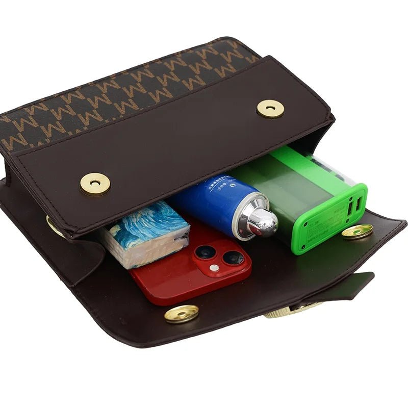Women's retro shoulder bag, simple small square bag with printed lettering, stylish crossbody bag - Tara's Tiny Treasures