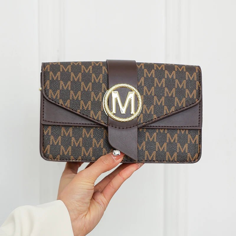 Women's retro shoulder bag, simple small square bag with printed lettering, stylish crossbody bag - Tara's Tiny Treasures