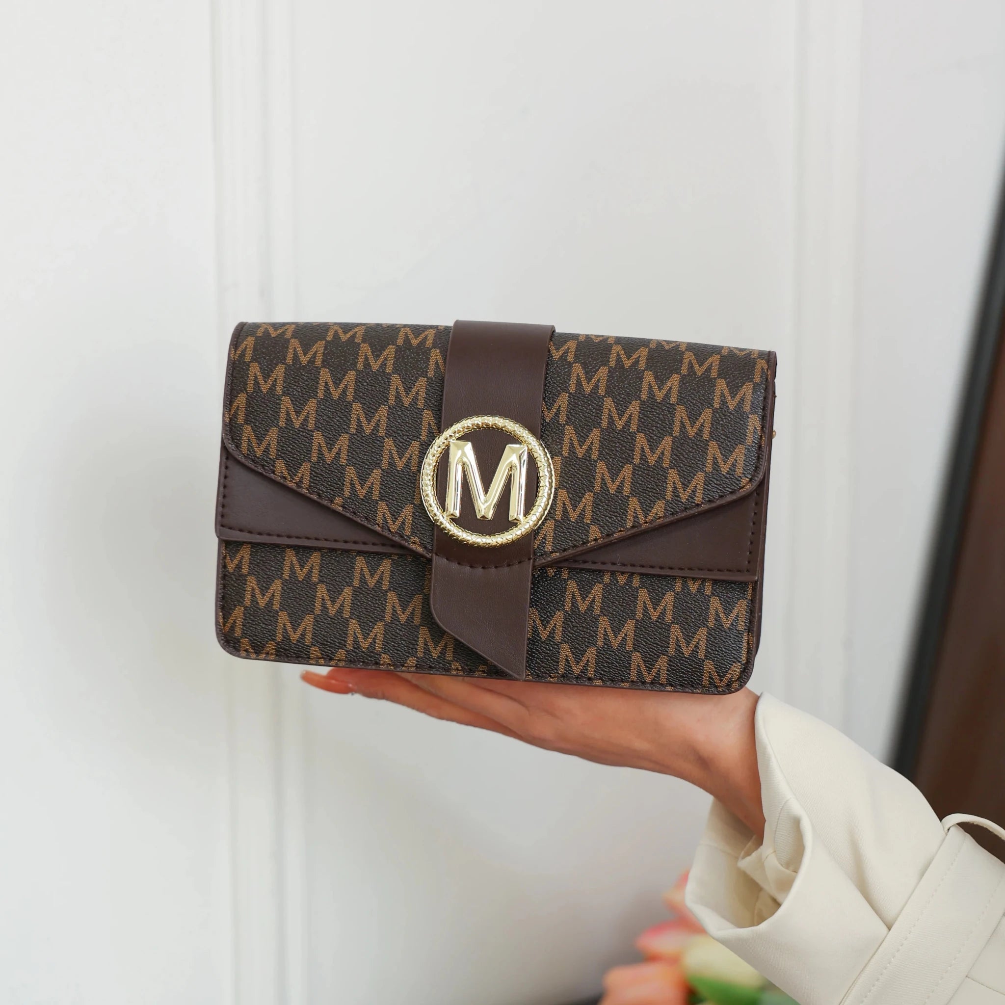 Women's retro shoulder bag, simple small square bag with printed lettering, stylish crossbody bag - Tara's Tiny Treasures
