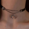Y2K Fashion Gothic Leather Chain Choker Necklace for Women Men Trendy Vintage Goth Halloween Collar Jewelry Accessories Gifts - Tara's Tiny Treasures
