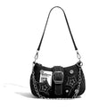 Y2k Fashion Women's Handbags Denim Stars Pattern Cool Girls Y2K Underarm Bag Retro Style Rivet Armpit Bag - Tara's Tiny Treasures