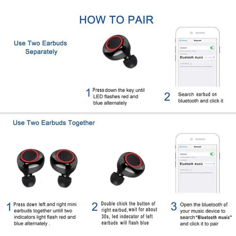 Y50 TWS Wireless Headphones Sport Earphone Bluetooth Gaming Headset Microphone Phone Wireless Earbuds For Xiaomi Huawei LG Phone - Tara's Tiny Treasures