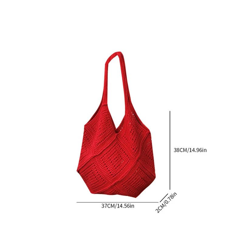 Yarn Hollow Out Large Capacity Shoulder Bags Summer New Ladies Bags Casual Soft Versatile Women's Handbags - Tara's Tiny Treasures
