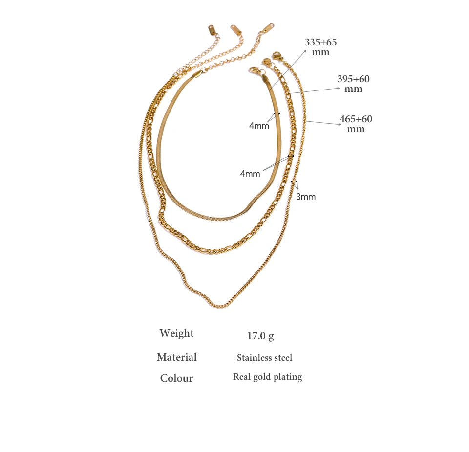 Yhpup Stainless Steel Chain Layered Necklace Separated Set for Women Statement Golden Metalic Waterproof Collar Necklace Jewelry - Tara's Tiny Treasures