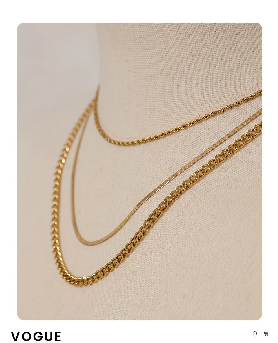 Yhpup Stainless Steel Chain Layered Necklace Separated Set for Women Statement Golden Metalic Waterproof Collar Necklace Jewelry - Tara's Tiny Treasures