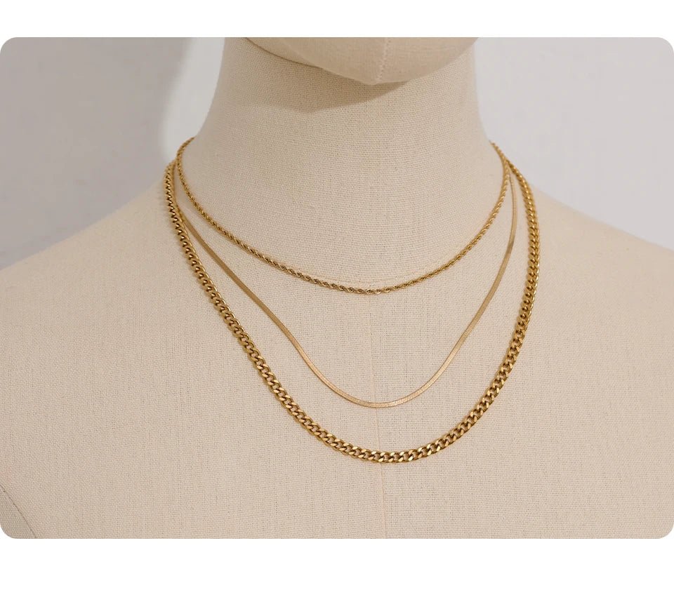 Yhpup Stainless Steel Chain Layered Necklace Separated Set for Women Statement Golden Metalic Waterproof Collar Necklace Jewelry - Tara's Tiny Treasures