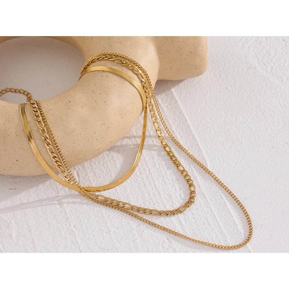 Yhpup Stainless Steel Chain Layered Necklace Separated Set for Women Statement Golden Metalic Waterproof Collar Necklace Jewelry - Tara's Tiny Treasures