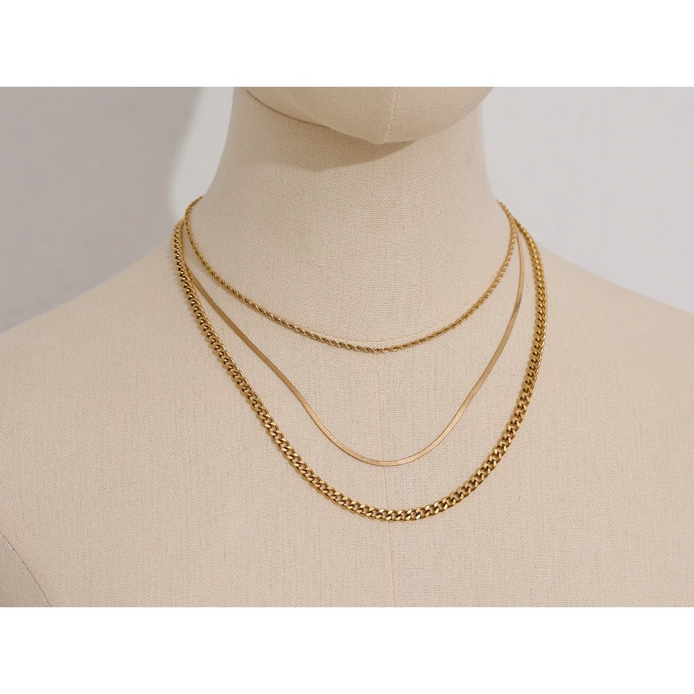 Yhpup Stainless Steel Chain Layered Necklace Separated Set for Women Statement Golden Metalic Waterproof Collar Necklace Jewelry - Tara's Tiny Treasures