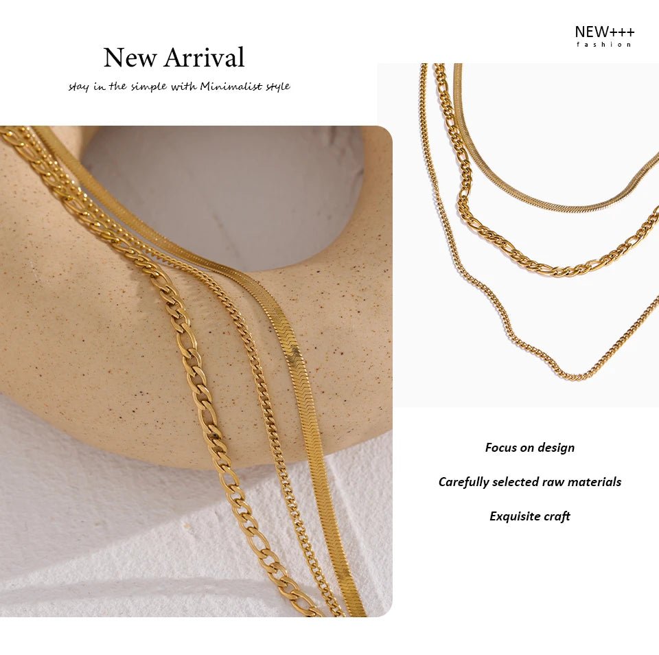 Yhpup Stainless Steel Chain Layered Necklace Separated Set for Women Statement Golden Metalic Waterproof Collar Necklace Jewelry - Tara's Tiny Treasures