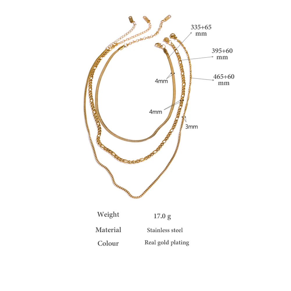 Yhpup Stainless Steel Chain Layered Necklace Separated Set for Women Statement Golden Metalic Waterproof Collar Necklace Jewelry - Tara's Tiny Treasures