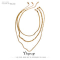 Yhpup Stainless Steel Chain Layered Necklace Separated Set for Women Statement Golden Metalic Waterproof Collar Necklace Jewelry - Tara's Tiny Treasures
