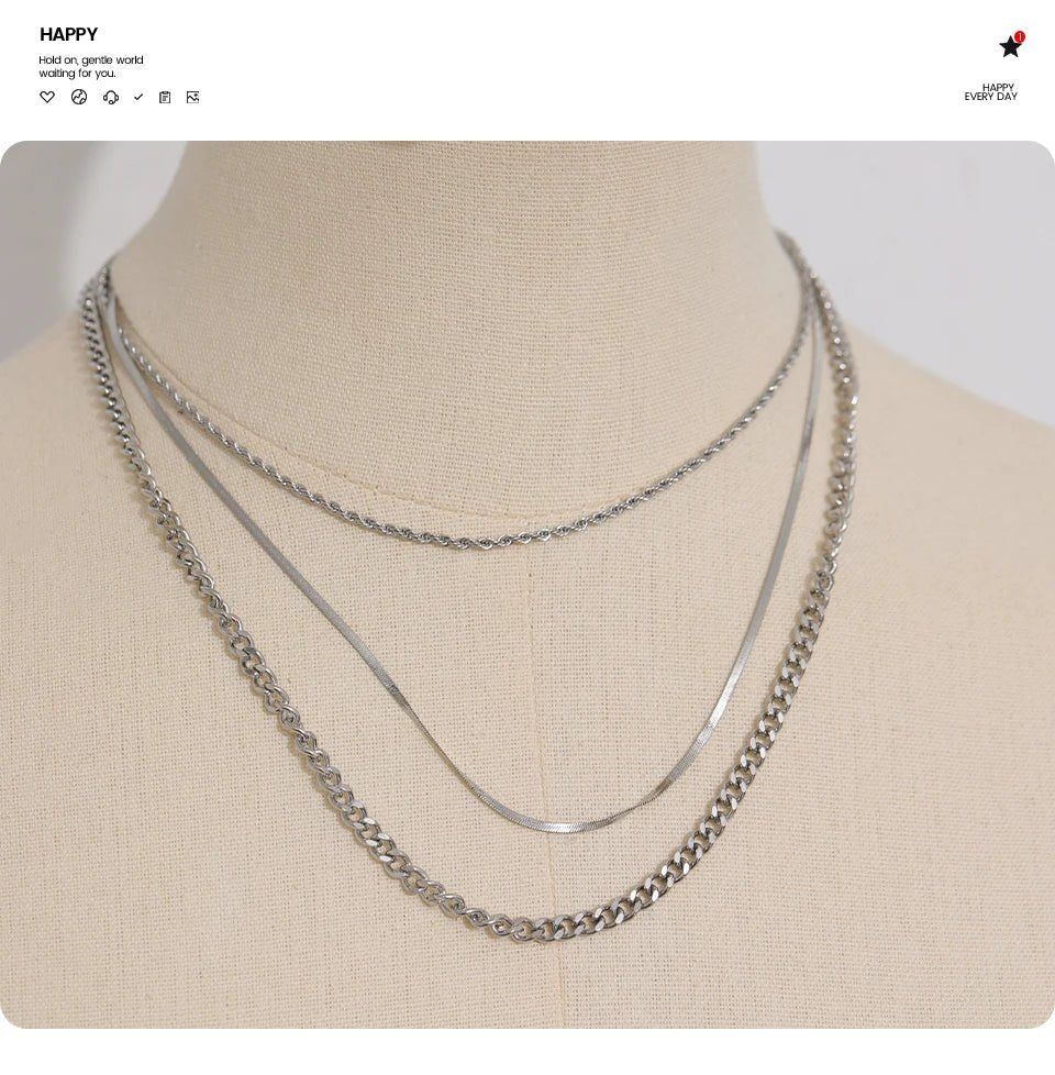 Yhpup Stainless Steel Chain Layered Necklace Separated Set for Women Statement Golden Metalic Waterproof Collar Necklace Jewelry - Tara's Tiny Treasures